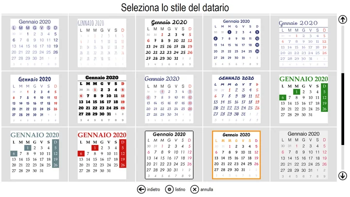 Calendari, più layout a scelta