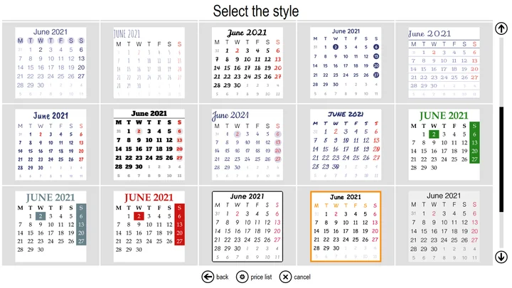 Calendars, multiple layouts