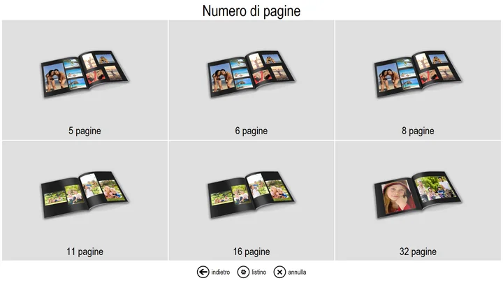 Scelta delle pagine del fotolibro