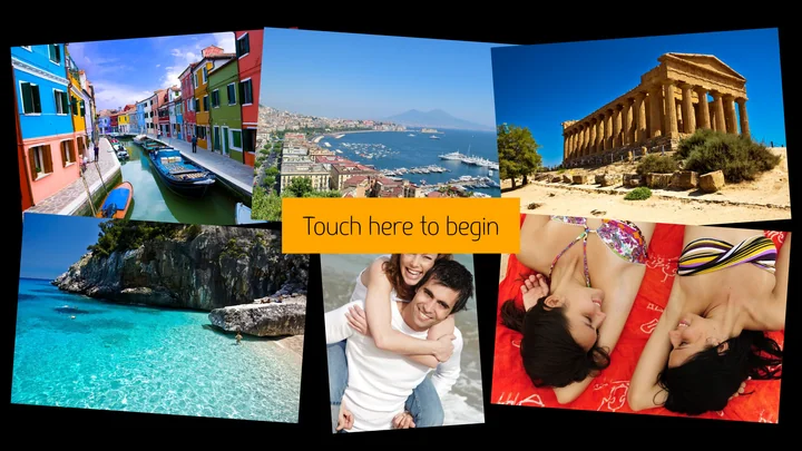 Initial digital signage screen can be setup with images, video and promotional text messages.