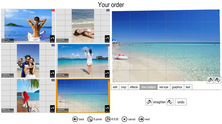 Images can be rotated also by fine steps.