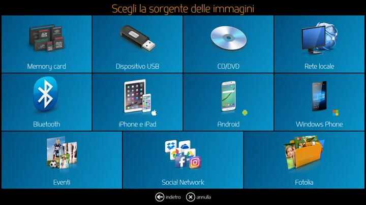Importa le foto da molte sorgenti.