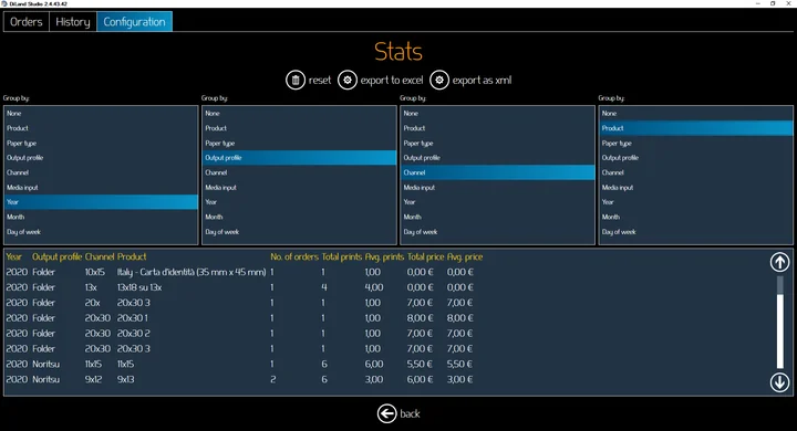 Stats: preview and export as .xls and .xml file
