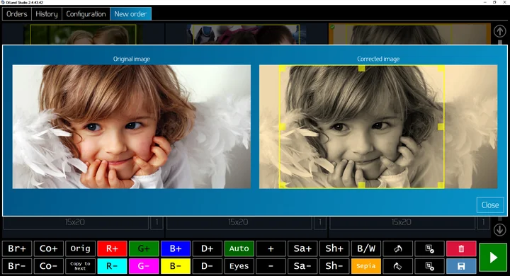 Image correction with preview