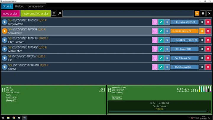 Manage order from the kiosks, from DiLand Studio itself and from DiLand Web