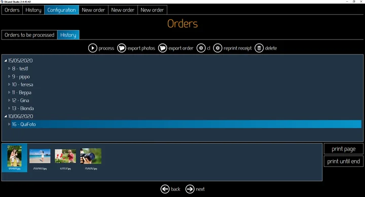 Orders history: recreate and export orders