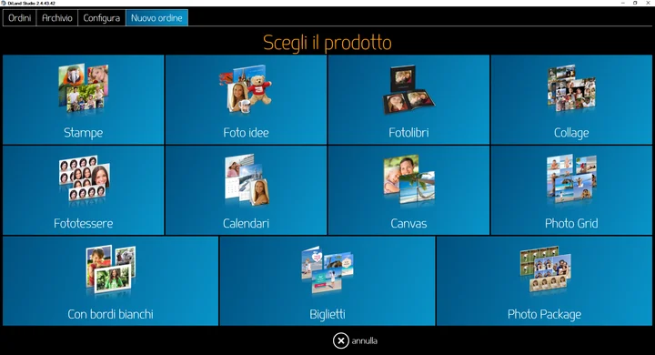 Selezione delle categorie in modalità PJP o con modulo Creative